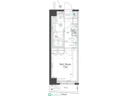 アゼスト上板橋II(1K/5階)の間取り写真