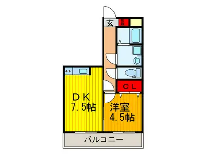 メゾングリスィーヌ(1DK/2階)の間取り写真