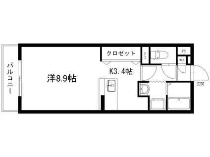 バロンウィズI(1K/1階)の間取り写真