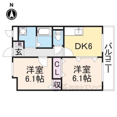 エスポワールプレース(2DK/1階)の間取り写真