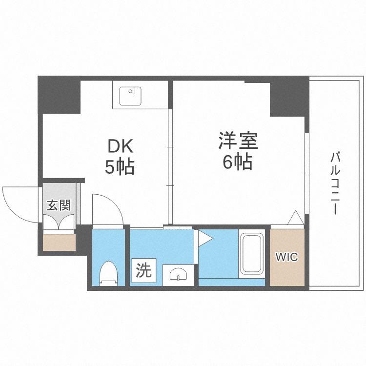 グランカーサ天王寺イースト(1DK/6階)の間取り写真