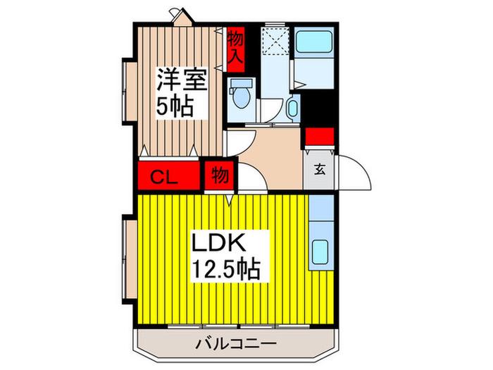 ベルメゾンクレスト(1LDK/2階)の間取り写真