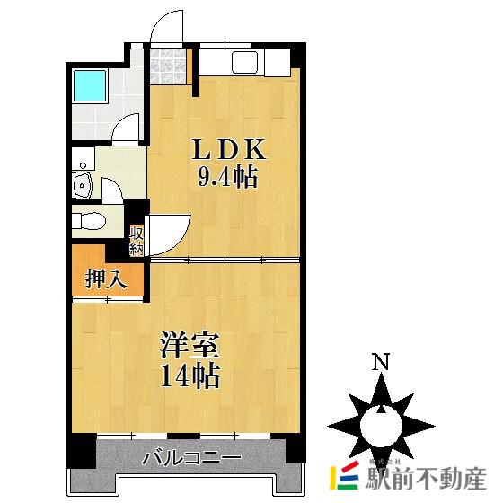 大屋ビル(1LDK/6階)の間取り写真
