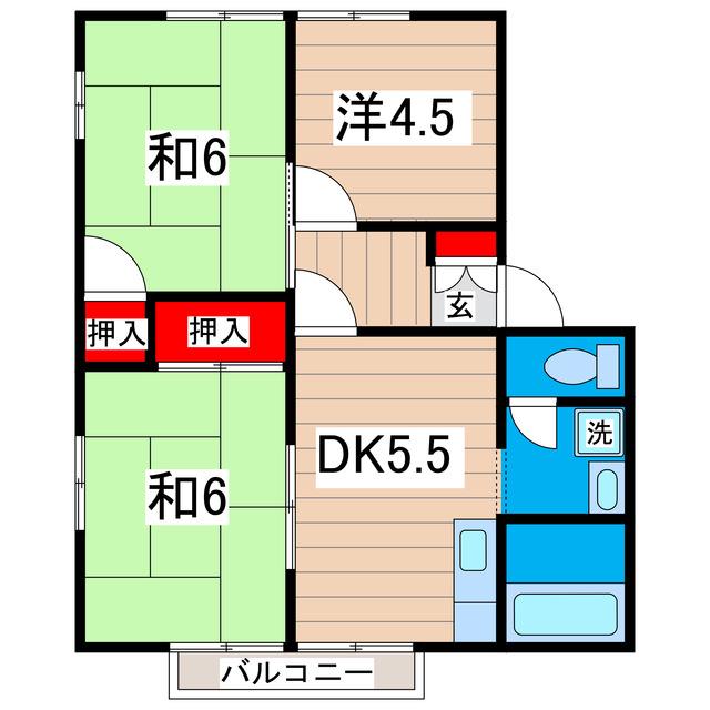 メゾンしずか I(3DK/2階)の間取り写真
