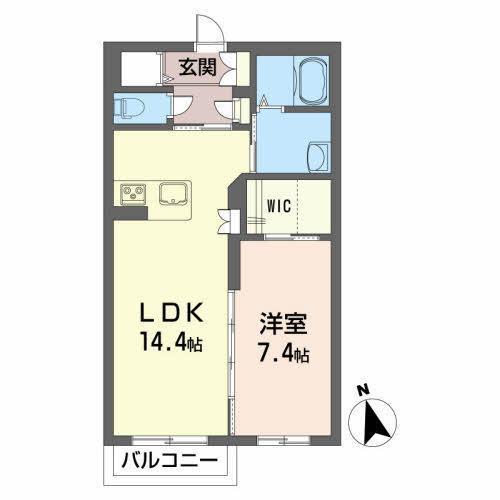 メゾンマスト盛南中央III(1LDK/2階)の間取り写真