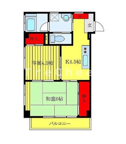 英マンション(2K/4階)の間取り写真