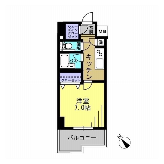 エスティメゾン川崎II(1K/4階)の間取り写真