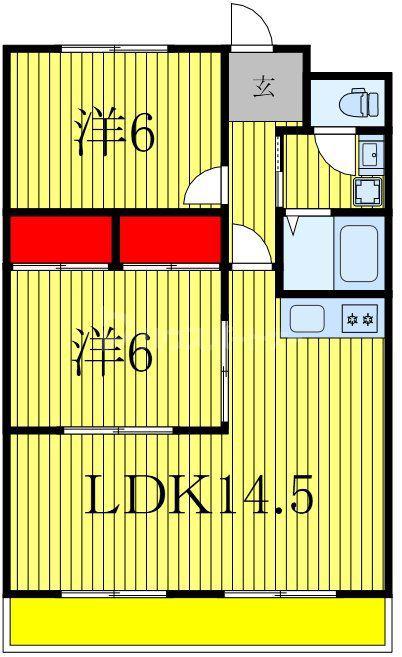 エクセレント富士見台(2LDK/3階)の間取り写真