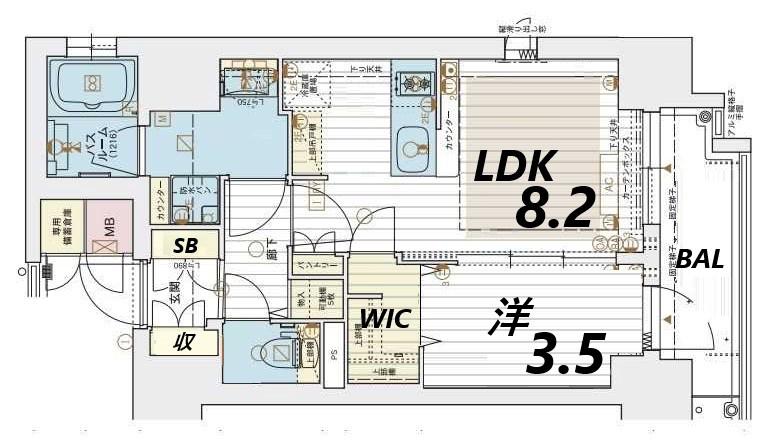 エステムコート神戸元町通IITHE SALON(1LDK/9階)の間取り写真