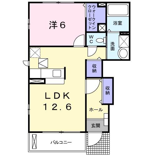 グランディール(1LDK/1階)の間取り写真