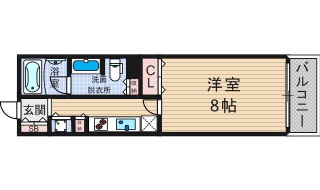 リーガル靭公園南(1K/5階)の間取り写真