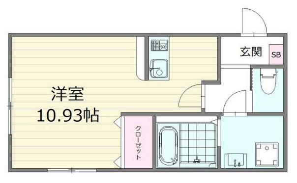 BELLA CASA(ワンルーム/2階)の間取り写真