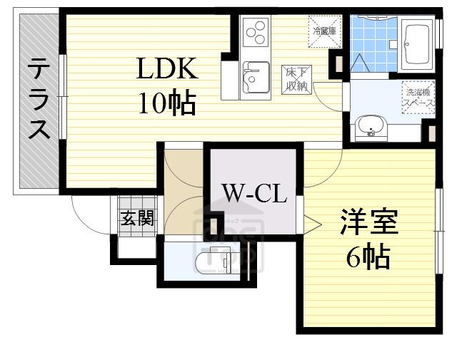 スカイヴィラ豊中(1LDK/1階)の間取り写真