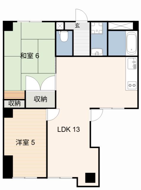 ロイヤルコート光(2LDK/4階)の間取り写真