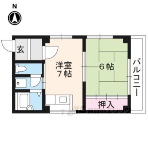 シャトル出水(1DK/5階)の間取り写真