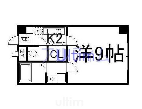エテルノポッソ(1K/1階)の間取り写真