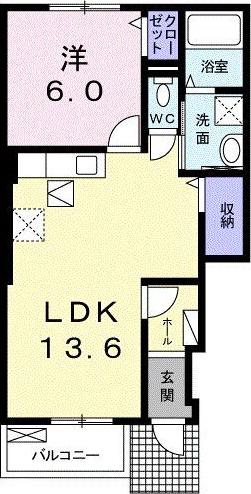 グラン・トワ(1LDK/1階)の間取り写真