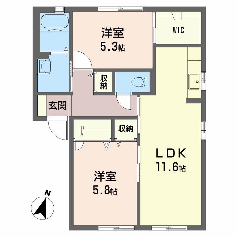 K-HAUS I棟(2LDK/1階)の間取り写真