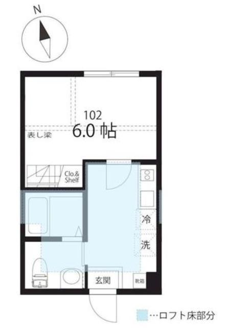 ハーミットクラブハウス 鶴見諏訪坂 (1K/1階)の間取り写真