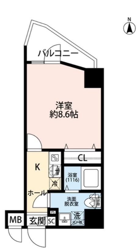 プレール・ドゥーク西新井II(1K/6階)の間取り写真