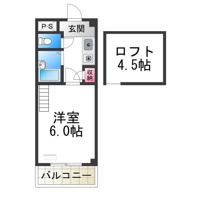マンションライツ(1K/4階)の間取り写真