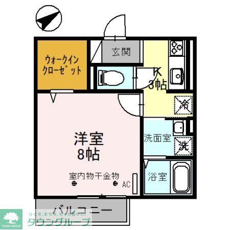 セレーノ(1K/2階)の間取り写真
