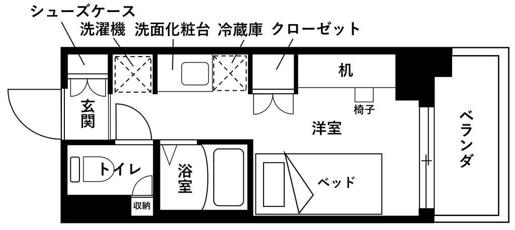 KDXレジデンス津田沼III(ワンルーム/4階)の間取り写真