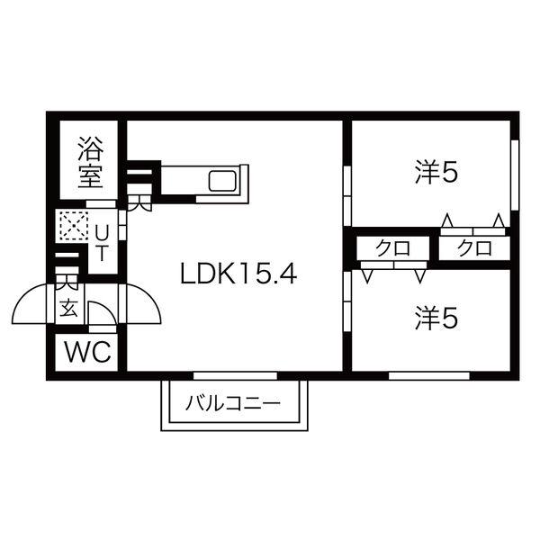 ラ・フォルテ北円山(2LDK/2階)の間取り写真