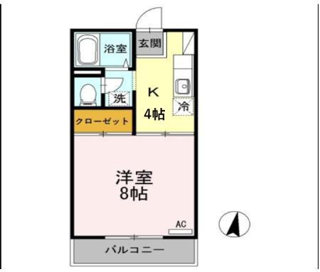 プレジール岡本 B棟(1K/2階)の間取り写真