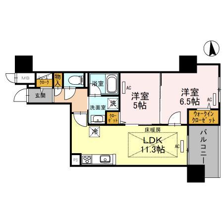IBC RESIDENCE ウエスト(2LDK/11階)の間取り写真