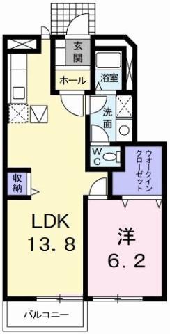 フォンテ-ヌA(1LDK/1階)の間取り写真
