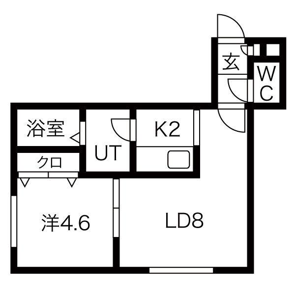 ウエスト BLUE(1LDK/2階)の間取り写真
