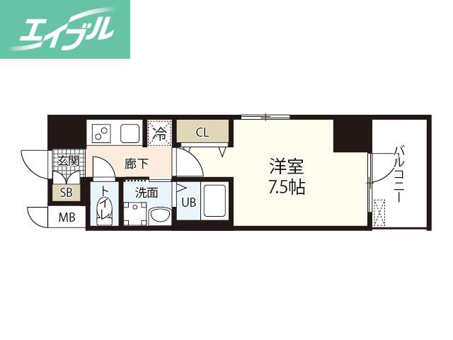 S-RESIDENCE表町(1K/12階)の間取り写真