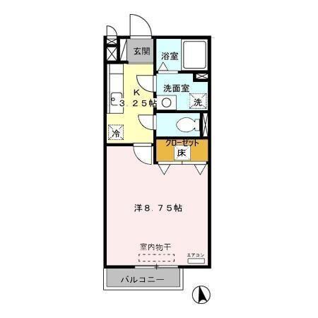サンフォンテC(1K/1階)の間取り写真