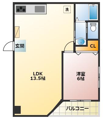カネサカ第2関口マンション(1LDK/3階)の間取り写真