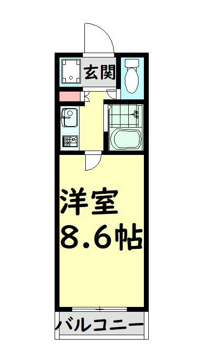 飯坂ビル(ワンルーム/2階)の間取り写真
