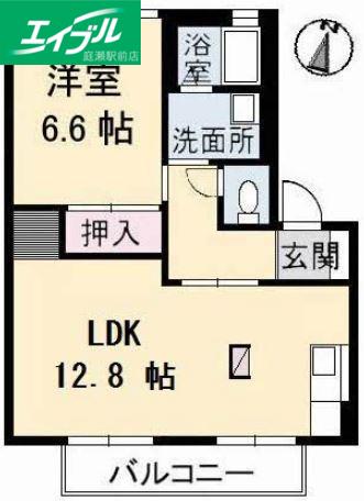 シエル・エトワールB棟(1LDK/2階)の間取り写真