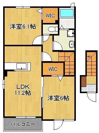 GRAND PALACEIII(2LDK/2階)の間取り写真