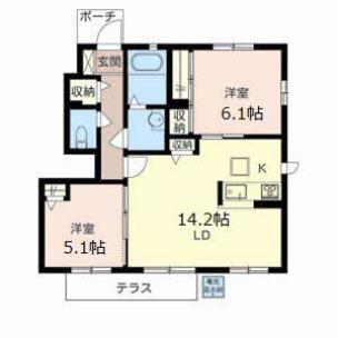 シーサイドビラIII(2LDK/1階)の間取り写真