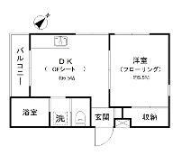グランベル松陰(1DK/2階)の間取り写真