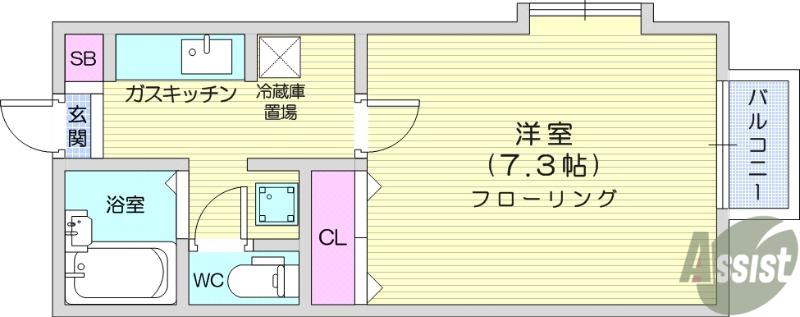 プルミエ(1K/2階)の間取り写真