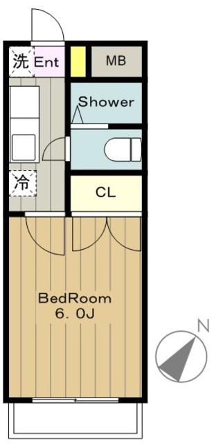 恵マンション(1K/2階)の間取り写真