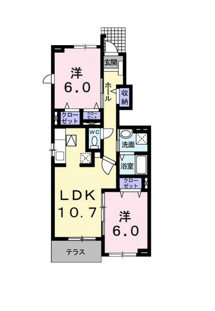 アンビエンテII(2LDK/1階)の間取り写真