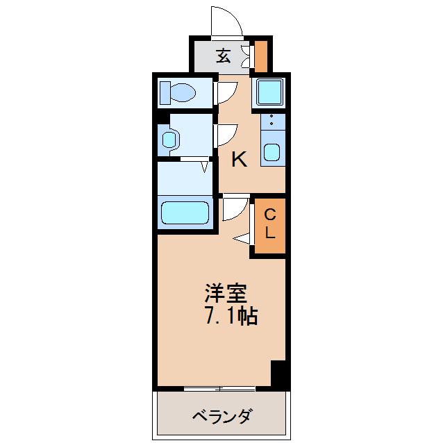 プレサンス桜通ベルノ(1K/2階)の間取り写真
