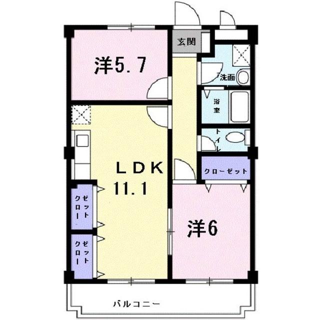 ポートサーパス(2LDK/3階)の間取り写真