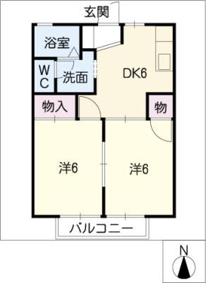緑3番館(2DK/1階)の間取り写真