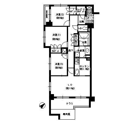 エスティメゾン巣鴨(3LDK/1階)の間取り写真