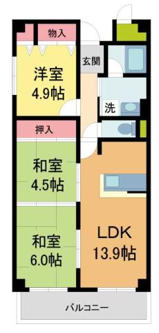 エクセル山本(3LDK/1階)の間取り写真