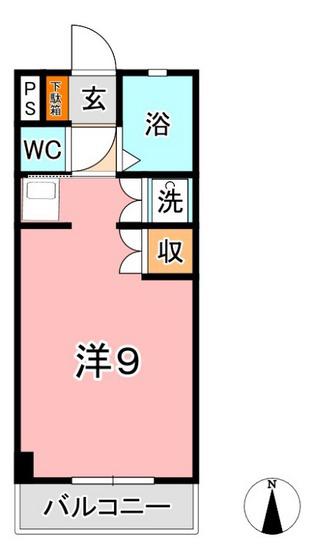 サンライズブルー(ワンルーム/1階)の間取り写真