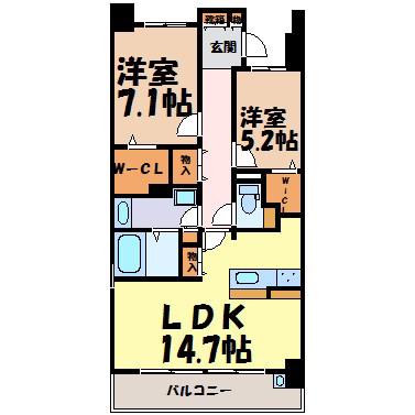 ロイヤルパークス千種(2LDK/2階)の間取り写真